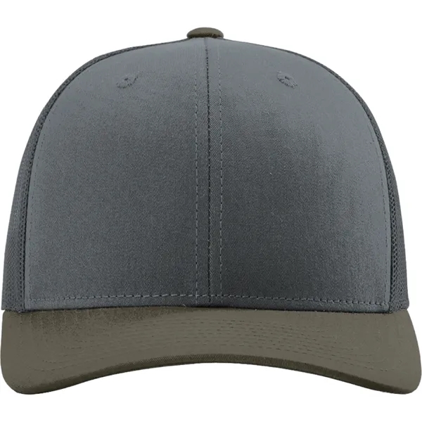 Richardson 112 snapback six-panel cotton and polyester trucker cap with leatherette... from ASI 74601 Calico