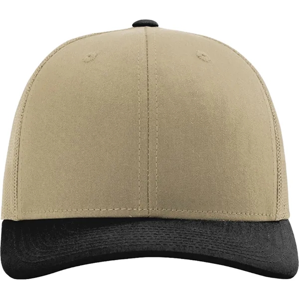 Richardson 112 snapback six-panel cotton and polyester trucker cap with leatherette... from ASI 74601 Calico