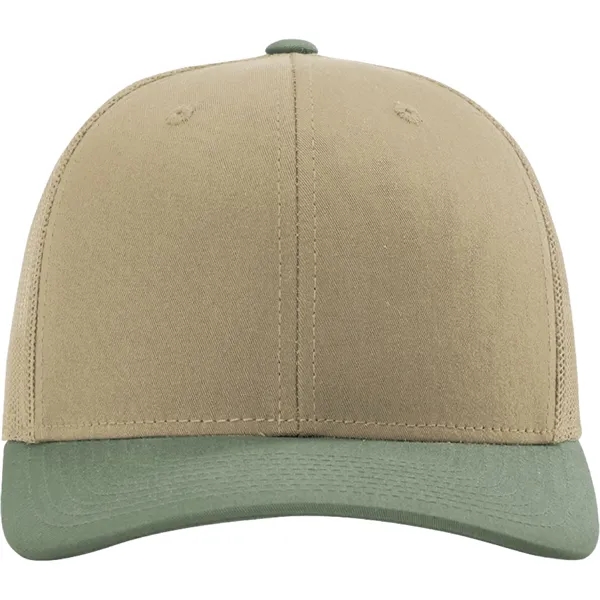 Richardson 112 snapback six-panel cotton and polyester trucker cap with leatherette... from ASI 74601 Calico