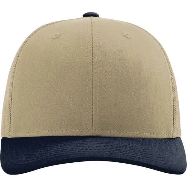 Richardson 112 snapback six-panel cotton and polyester trucker cap with leatherette... from ASI 74601 Calico
