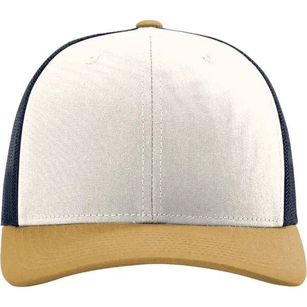 Richardson 112 snapback six-panel cotton and polyester trucker cap with leatherette... from ASI 74601 Calico