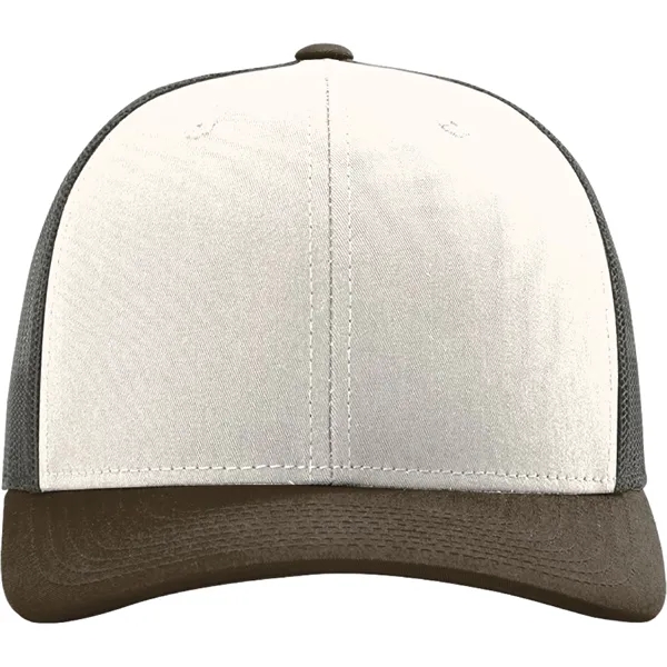 Richardson 112 snapback six-panel cotton and polyester trucker cap with leatherette... from ASI 74601 Calico