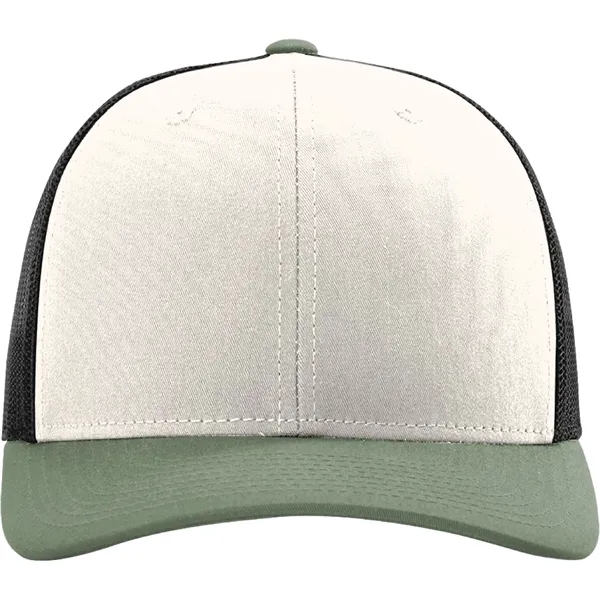 Richardson 112 snapback six-panel cotton and polyester trucker cap with leatherette... from ASI 74601 Calico