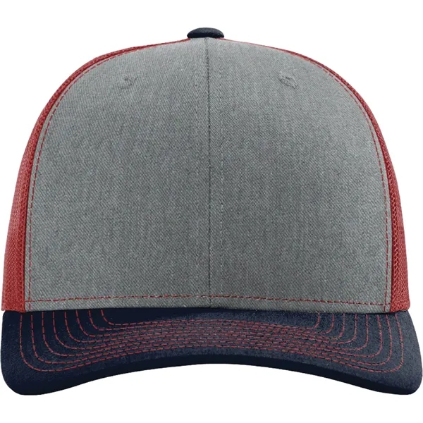 Richardson 112 snapback six-panel cotton and polyester trucker cap with leatherette... from ASI 74601 Calico