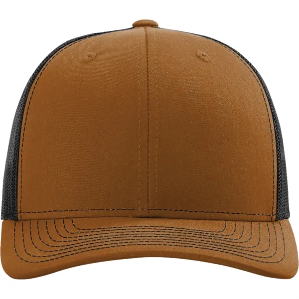 Richardson 112 snapback six-panel cotton and polyester trucker cap with leatherette... from ASI 74601 Calico