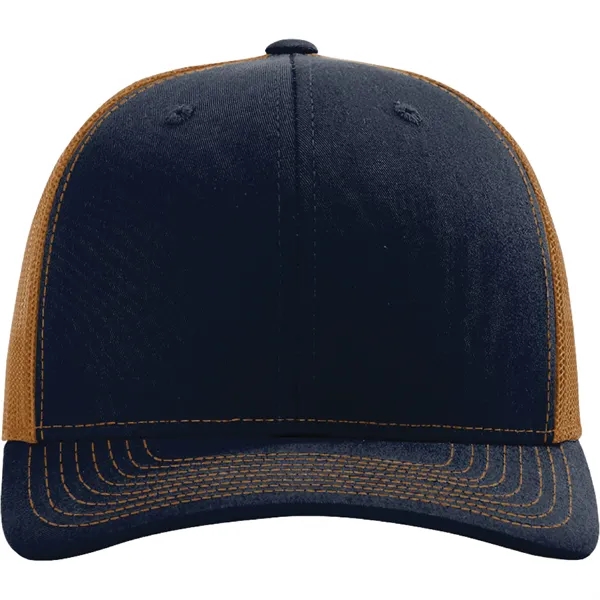 Richardson 112 snapback six-panel cotton and polyester trucker cap with leatherette... from ASI 74601 Calico
