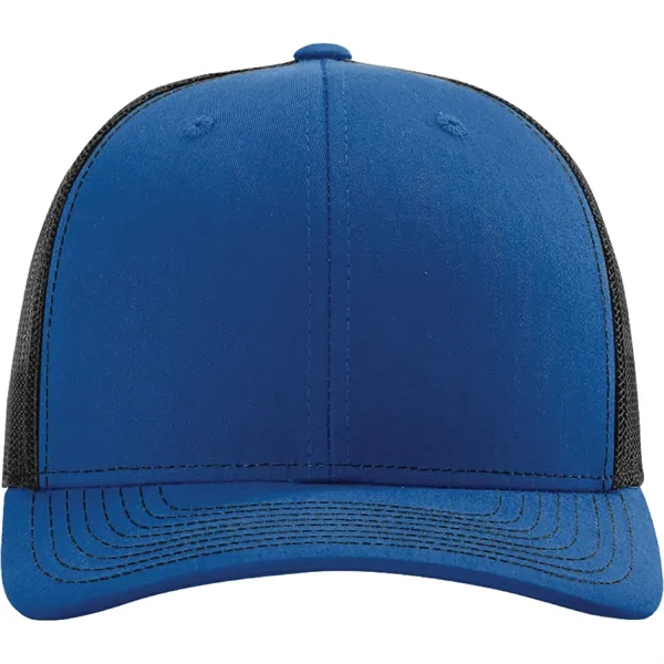 Richardson 112 snapback six-panel cotton and polyester trucker cap with leatherette... from ASI 74601 Calico