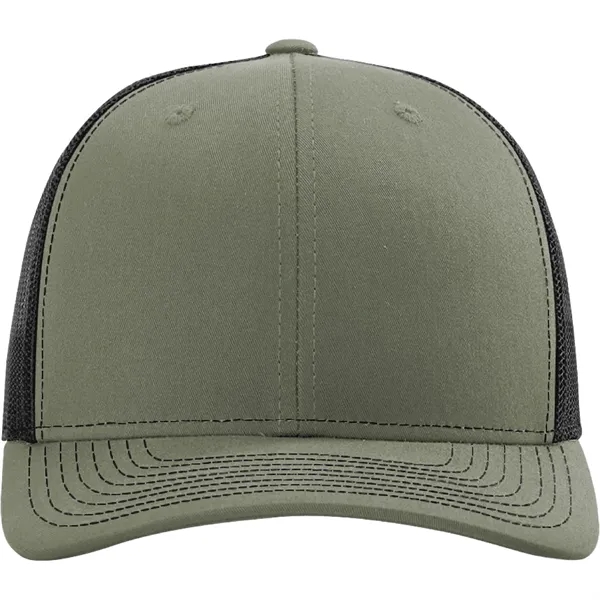 Richardson 112 snapback six-panel cotton and polyester trucker cap with leatherette... from ASI 74601 Calico