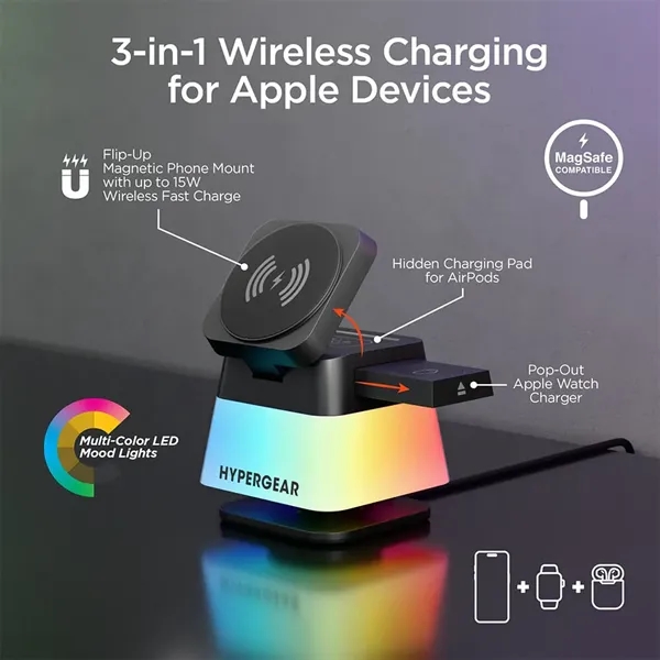Power up in 3D with the PowerFold Cube 3-in-1 Wireless Charging... from ASI 61005 Hirsch Gift Inc