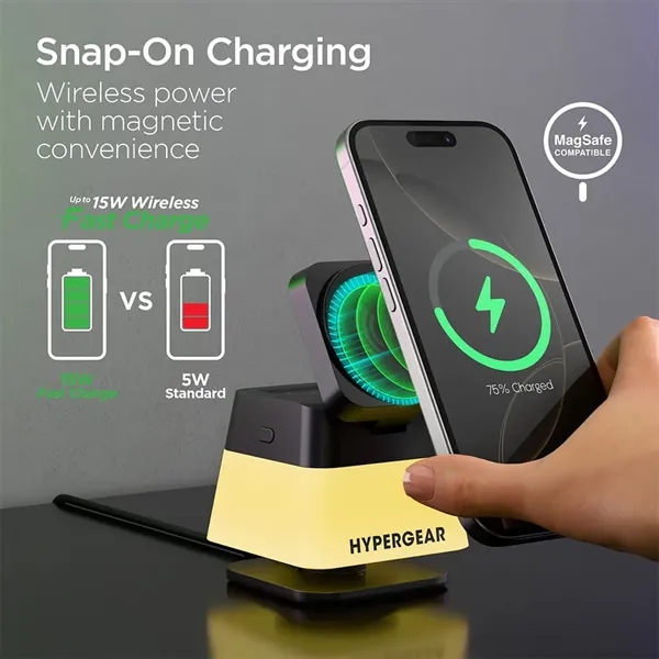 Power up in 3D with the PowerFold Cube 3-in-1 Wireless Charging... from ASI 61005 Hirsch Gift Inc