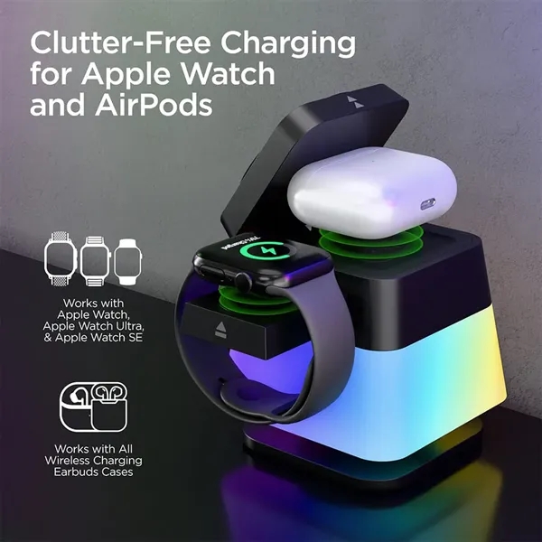 Power up in 3D with the PowerFold Cube 3-in-1 Wireless Charging... from ASI 61005 Hirsch Gift Inc