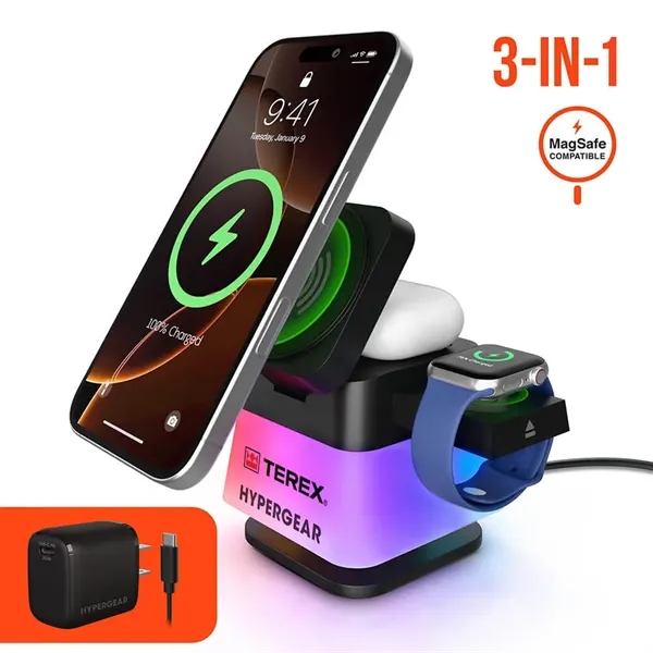 Power up in 3D with the PowerFold Cube 3-in-1 Wireless Charging... from ASI 61005 Hirsch Gift Inc