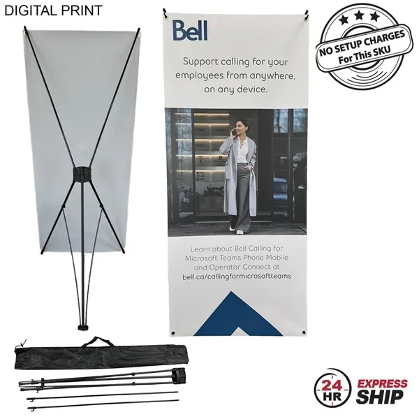 Item #DP787-4 24Hr Express Ship - Tripod Banner w/ Graphics 32x72 & Bag