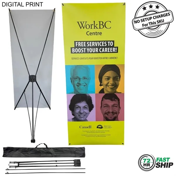 Item #DP788-2 72Hr Fast Ship - Tripod Banner w/ Graphics 33.5 x 80 & Bag