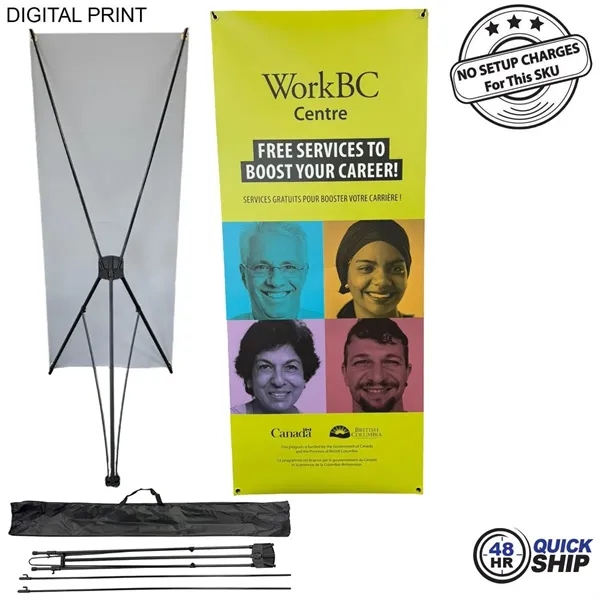 Item #DP788-3 48Hr Quick Ship - Tripod Banner w/ Graphics 33.5 x 80 & Bag