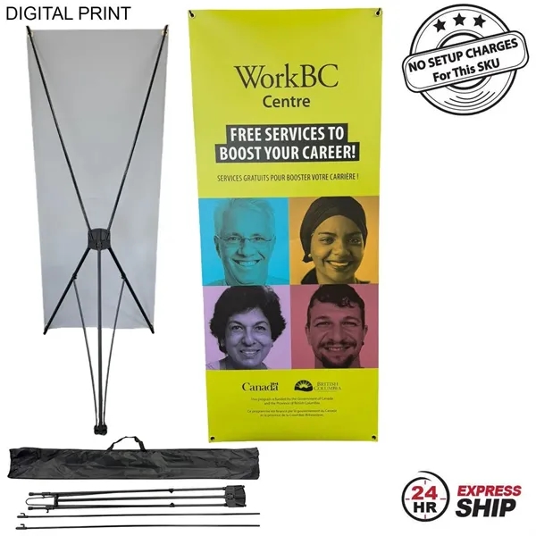 Item #DP788-4 24Hr Express Ship - Tripod Banner w/ Graphics 33.5x80 & Bag