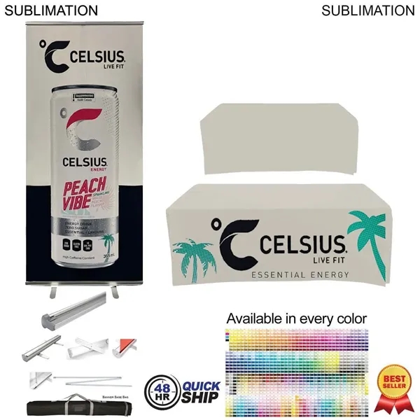 Trade Show Package, Premium Banner + Sublimated Table Throw with closed... from ASI 53509 FIEL-Fairdeal Import & Export / FIEL
