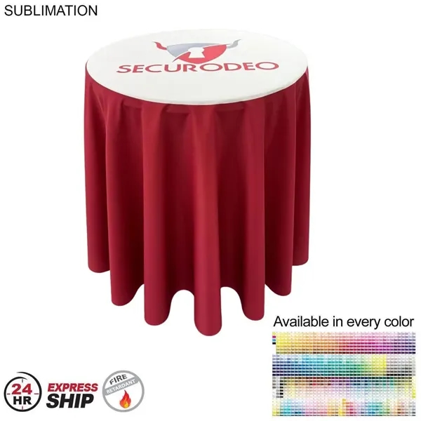 24Hr Express Ship - Sublimated bar-height round drape table throw.... from ASI 53509 FIEL-Fairdeal Import & Export