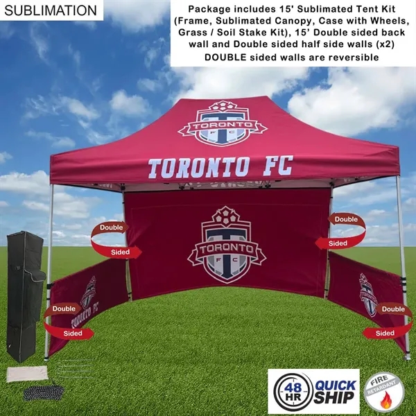 48Hr Quick Ship - 15' sublimated tent, 15' double sided backwall... from ASI 53509 FIEL-Fairdeal Import & Export