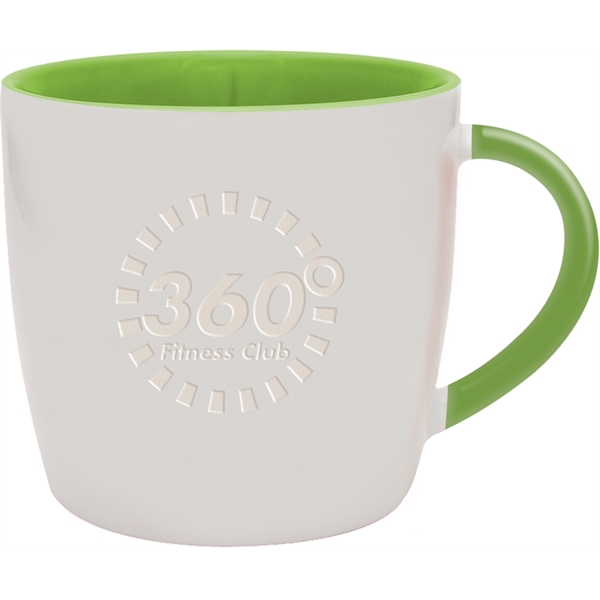 13 oz. ceramic mug with white exterior, colored interior and matching... from ASI 71920 Moderne Glass Company Inc / Glass America®