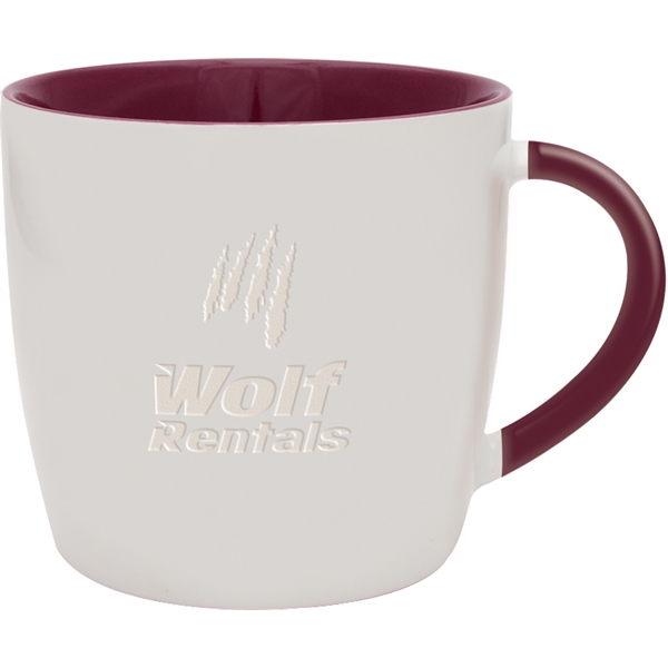 13 oz. ceramic mug with white exterior, colored interior and matching... from ASI 71920 Moderne Glass Company Inc / Glass America®