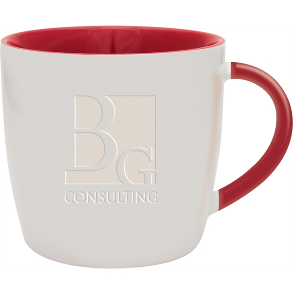 13 oz. ceramic mug with white exterior, colored interior and matching... from ASI 71920 Moderne Glass Company Inc / Glass America®