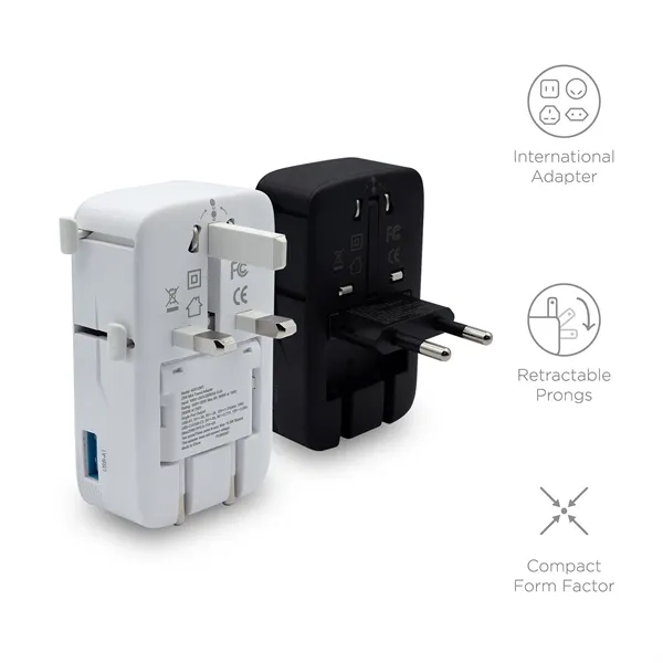 An international travel adapter with an ultra-slim form factor... from ASI 91435 Tomax USA