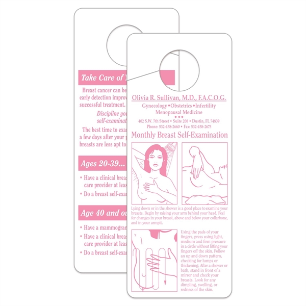 Plastic Self-Exam hanger... from ASI 56950 Gill Studios Inc / Gill-Line®