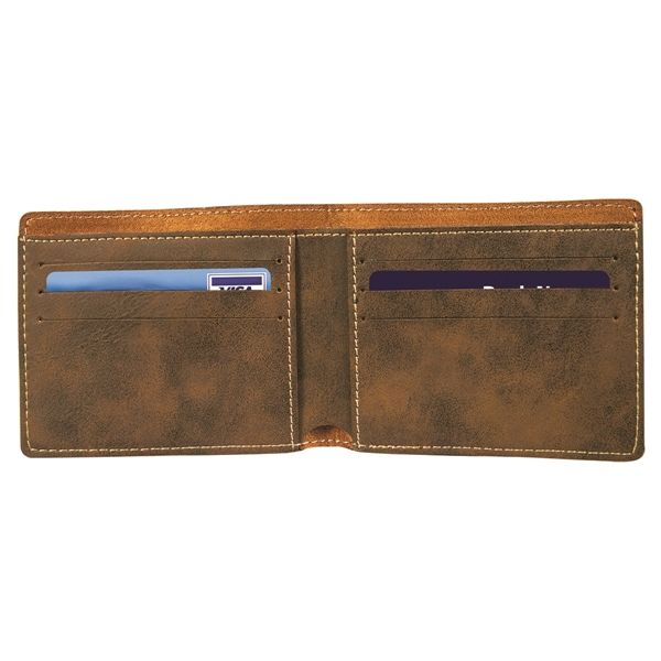 4 1/2" x 3 1/2" x 1/8" PU leatherette bifold wallet... from ASI 74601 Calico