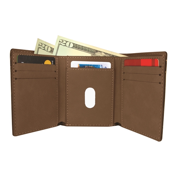 3" x 4" x 1/8" PU leatherette wallet with trifold design... from ASI 74601 Calico