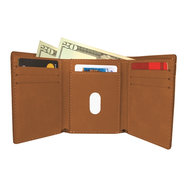 3" x 4" x 1/8" PU leatherette wallet with trifold design... from ASI 74601 Calico