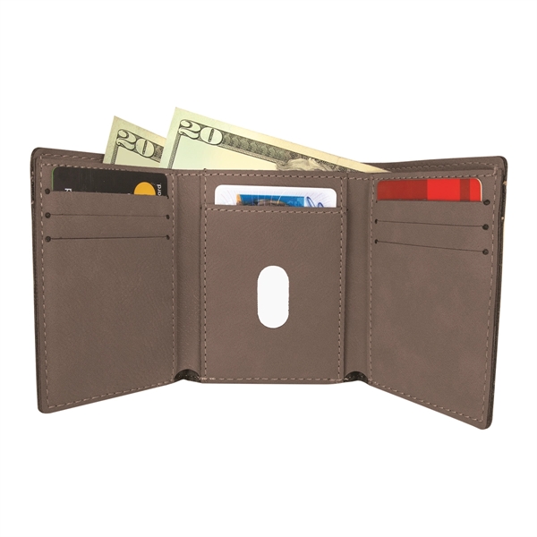 3" x 4" x 1/8" PU leatherette wallet with trifold design... from ASI 74601 Calico