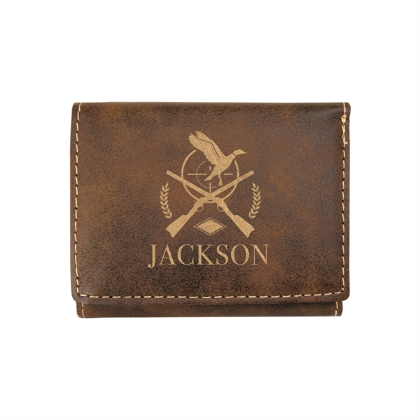 3" x 4" x 1/8" PU leatherette wallet with trifold design... from ASI 74601 Calico