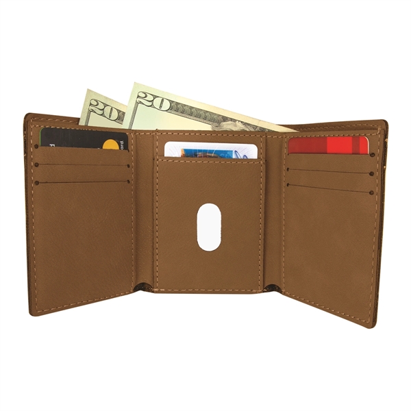 3" x 4" x 1/8" PU leatherette wallet with trifold design... from ASI 74601 Calico