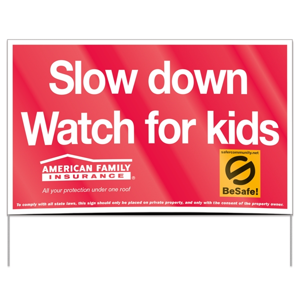 White polyethylene yard sign with opaque lining. Includes wire frames.... from ASI 56950 Gill Studios Inc / Gill-Line®