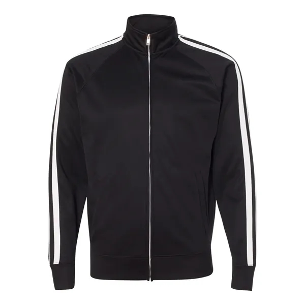 Full-zip track jacket made of polyester fleece featuring two stripes down... from ASI 84358 S&S Activewear