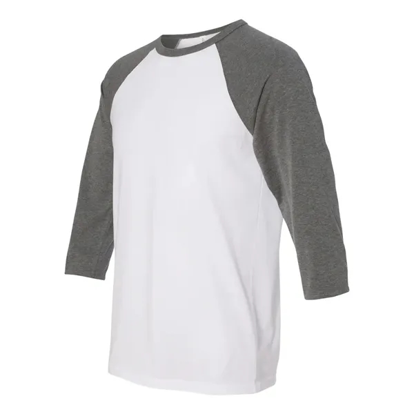 Unisex three-quarter sleeve baseball T-shirt with a retail fit, side seams,... from ASI 84358 S&S Activewear