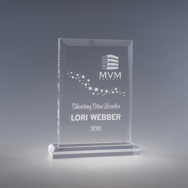 7.75" x 5.5" x 2" clear acrylic award with multi-dimensional shape... from ASI 62985 J. Charles