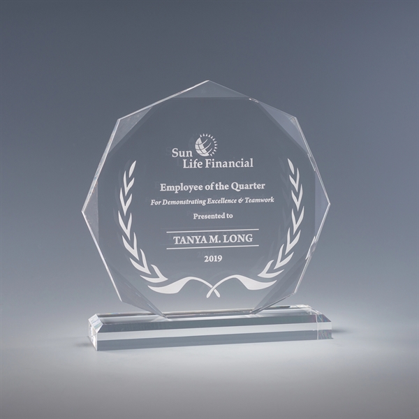 8.75" x 7" x 2" clear acrylic award with multi-dimensional shape... from ASI 62985 J. Charles