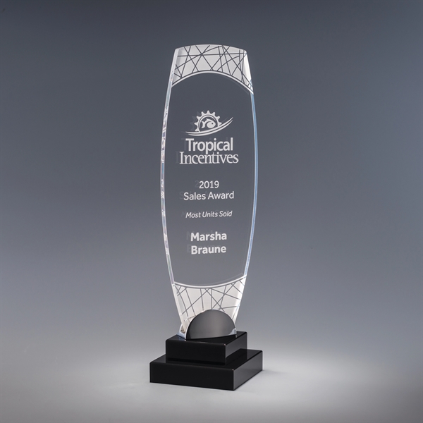 11.25" x 4.25" x 4.25" clear acrylic award with multi-dimensional shape... from ASI 62985 J. Charles