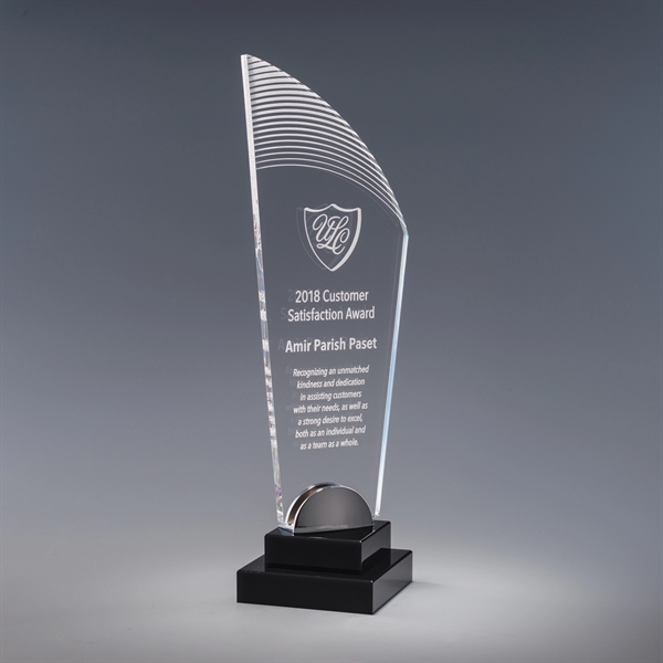 11.5" x 4.25" x 4.25" clear acrylic award with multi-dimensional shape... from ASI 62985 J. Charles