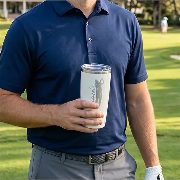 20 oz. dimpled golf tumbler with custom imprint and slider lid... from ASI 72657 Active Life Promo / Apres Ski Active Life