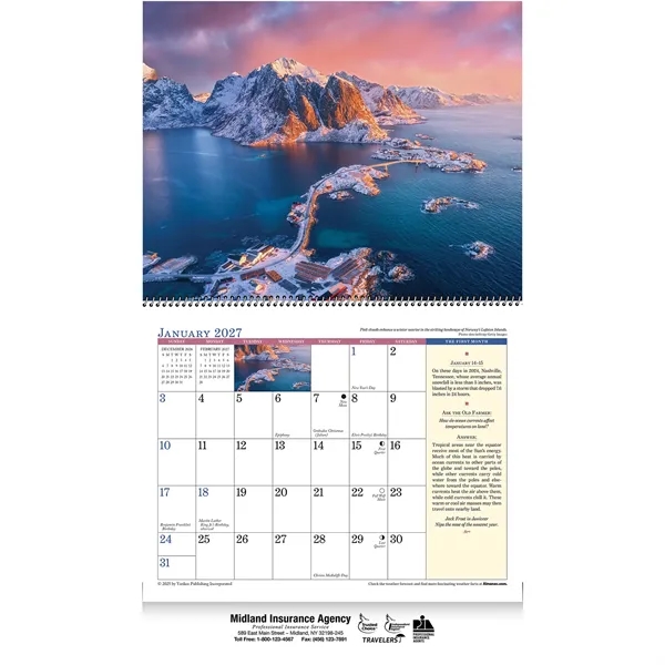 13 month spiral bound wall calendar that brings the wonders of... from ASI 61966 HPG / Beacon Promotions HPG Gold