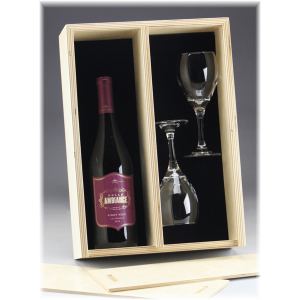 11.1" x 15.6" finished birch wood double wine bottle box with... from ASI 92531 Unique Custom Products / UCP