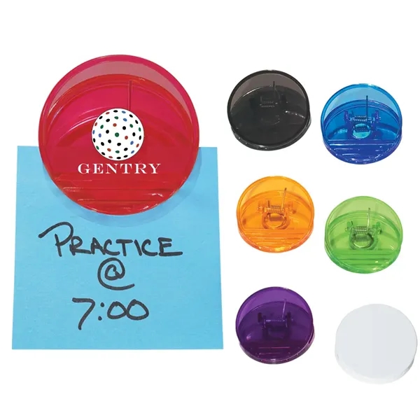 Round shape clip, spring loaded hinge and magnet on back side.... from ASI 61125 Hit Promotional Products / Hit®