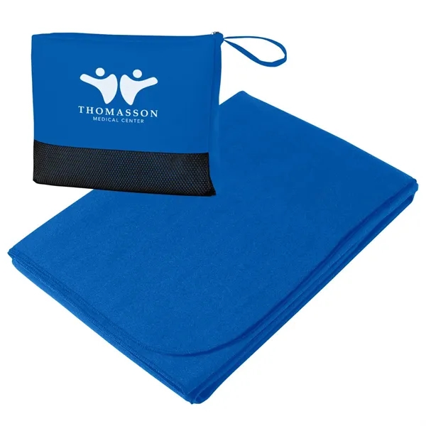 Large 47" x 60" travel blanket made of 100% polyester.... from ASI 61125 Hit Promotional Products / Hit®