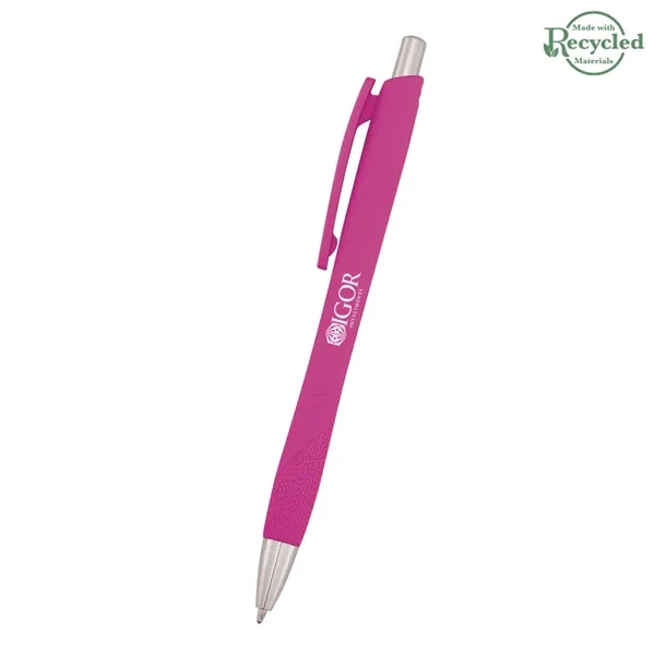 Plunger-action pen measuring 5 1/2" with a smooth rubber finish and... from ASI 61125 Hit Promotional Products / Hit®