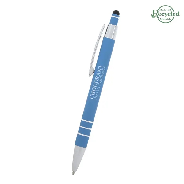 5 1/2" plunger-action pen with rubberized aluminum body and stylus on... from ASI 61125 Hit Promotional Products / Hit®