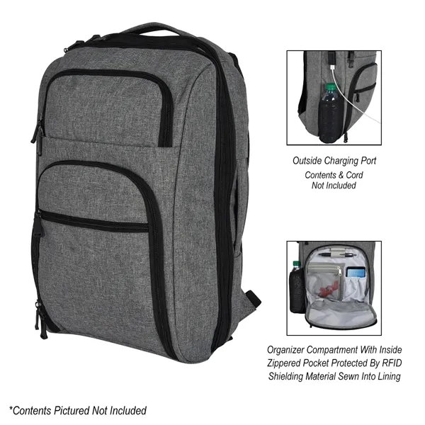 Heathered RFID laptop backpack and briefcase with several pockets and added... from ASI 61125 Hit Promotional Products / Hit®