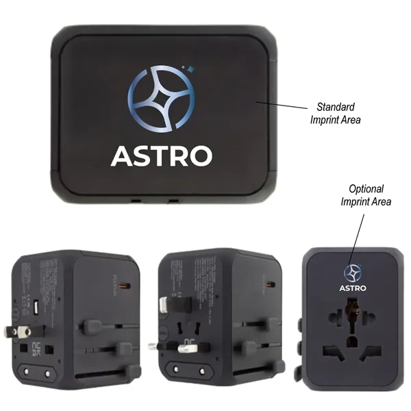 33-watt, universal travel adapter with 2 Type-C and 2 USB-A inputs.... from ASI 61125 Hit Promotional Products / Hit®